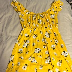 Yellow Floral Midi Dress